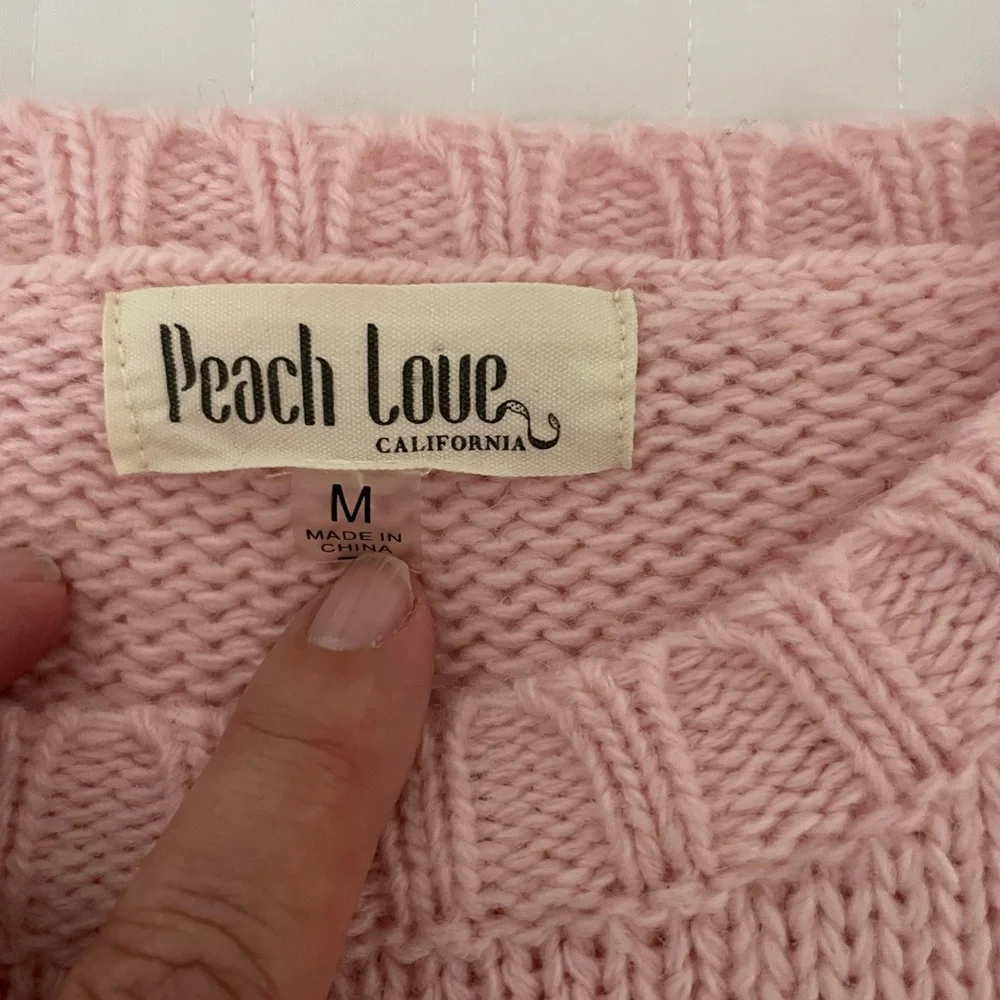 Peach Love California Colorblock Fringe Sweater